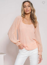 Load image into Gallery viewer, Peach Swiss dot long sleeve