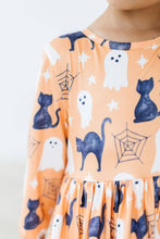 Load image into Gallery viewer, Spooky Kitty 3/4 Sleeve Pocket Twirl Dress