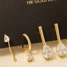 Load image into Gallery viewer, Gold Dipped Mixed Cz Tear Drops Earrings Set
