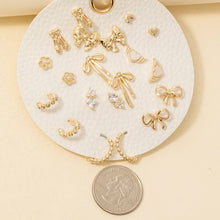 Load image into Gallery viewer, 10Pc Mixed Ribbon Bows Stud And Hoop Earrings Set