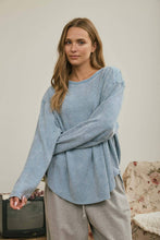 Load image into Gallery viewer, BOXY TEXTURED LONG SLEEVE WASHED KNIT TOP
