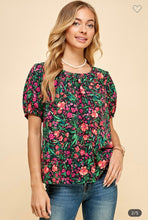 Load image into Gallery viewer, Black floral top