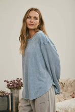 Load image into Gallery viewer, BOXY TEXTURED LONG SLEEVE WASHED KNIT TOP