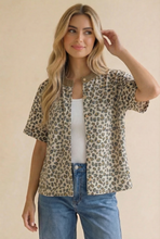 Load image into Gallery viewer, Curvy Leopard Print Button Down French Terry Cardig