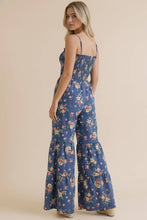 Load image into Gallery viewer, Strap Shoulder Smocking Floral Jumpsuit