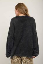 Load image into Gallery viewer, WASHED RAW EDGE CREW NECK DROP SLEEVE SWEATER