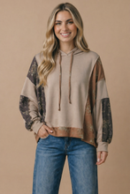 Load image into Gallery viewer, Floral Color Block Oversized Hoodie Top