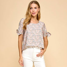 Load image into Gallery viewer, Floral Printed Top with Waist Tie Detail