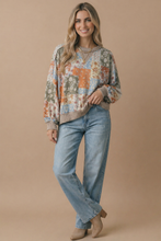 Load image into Gallery viewer, Round Neck Floral Patchwork Pullover Knit Top