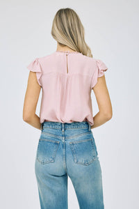 Lace panel ruffle blouse