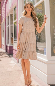 Taupe floral layered dress