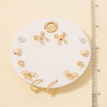 Load image into Gallery viewer, Six Pair Bow And Hearts Earrings Set