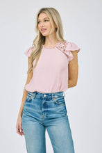 Load image into Gallery viewer, Lace panel ruffle blouse