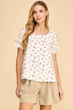 Load image into Gallery viewer, Floral Printed Top with Tie Detailed Sleeves