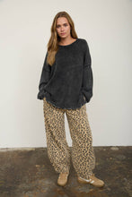 Load image into Gallery viewer, WASHED RAW EDGE CREW NECK DROP SLEEVE SWEATER