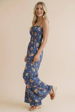 Load image into Gallery viewer, Strap Shoulder Smocking Floral Jumpsuit