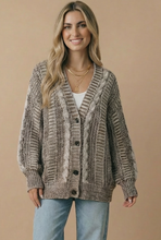 Load image into Gallery viewer, Button Down Oversized Chunky Cable Cardigan