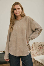 Load image into Gallery viewer, BOXY TEXTURED LONG SLEEVE WASHED KNIT TOP