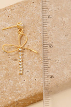 Load image into Gallery viewer, Dainty Glass Studs Ribbon Bow Dangle Earrings