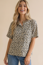 Load image into Gallery viewer, Curvy Leopard Print Button Down French Terry Cardig