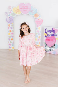 Howdy 3/4 Sleeve Ruffle Twirl Dress