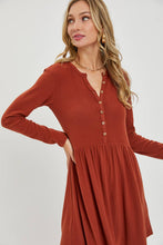Load image into Gallery viewer, BRUSHED SOFT RIBBED BUTTON SHORT DRESS