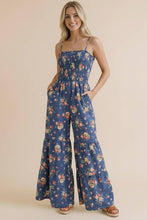 Load image into Gallery viewer, Strap Shoulder Smocking Floral Jumpsuit