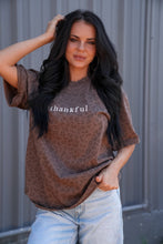 Load image into Gallery viewer, Thankful | Embroidered | Leopard Short Sleeve Tee