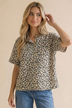Load image into Gallery viewer, Curvy Leopard Print Button Down French Terry Cardig