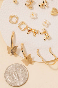 Assorted Mini Bow Heart Earrings Set