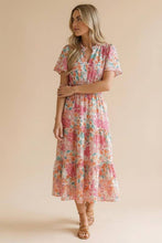 Load image into Gallery viewer, Notch Neck Smocked Waist Maxi Floral Dress