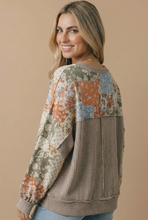 Load image into Gallery viewer, Round Neck Floral Patchwork Pullover Knit Top