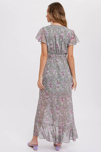 Wrap maxi dress in sage