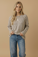 Load image into Gallery viewer, Round Neck Textured Stripe Reverse Stitch Top
