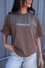 Load image into Gallery viewer, Thankful | Embroidered | Leopard Short Sleeve Tee