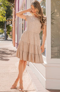 Taupe floral layered dress