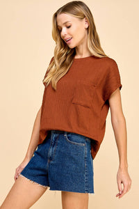 Solid diamond jacquard Top with Pockets