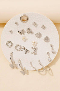 Assorted Mini Bow Heart Earrings Set