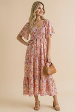 Load image into Gallery viewer, Sweetheart Flutter Sleeve Floral Maxi Dress