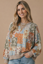 Load image into Gallery viewer, Round Neck Floral Patchwork Pullover Knit Top