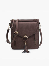 Load image into Gallery viewer, Layla Faux Suede Whipstitch Crossbody w/ Tassel