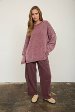 Load image into Gallery viewer, WASHED RAW EDGE CREW NECK DROP SLEEVE SWEATER