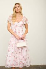 Load image into Gallery viewer, Pink floral midi dress