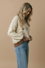 Load image into Gallery viewer, Round Neck Floral Embroidery Sweater Knit Top