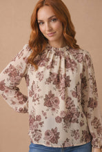 Load image into Gallery viewer, Plus High Neck Back Neck Button Floral Woven Top