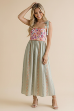 Load image into Gallery viewer, Floral Tube Tie Shoulder Woven Midi Dress
