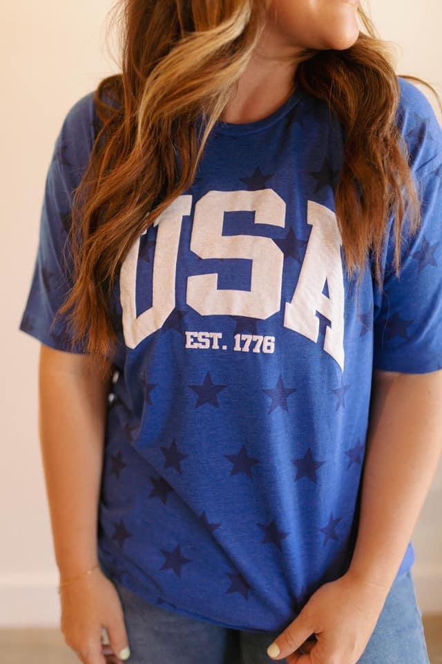 Blue USA star tee