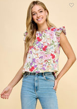 Load image into Gallery viewer, Floral top with ruffled sleeves