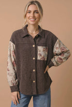Load image into Gallery viewer, Floral Wave Rib Knit Color Block Shirt