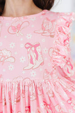 Load image into Gallery viewer, Howdy 3/4 Sleeve Ruffle Twirl Dress